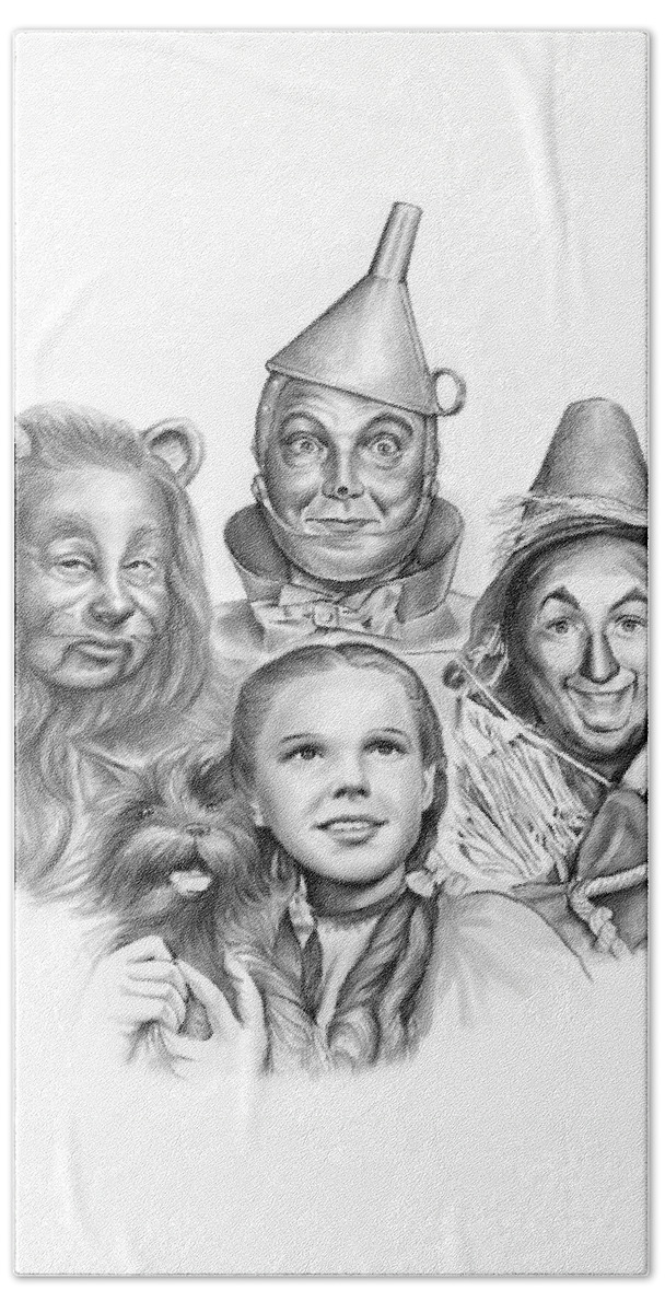 Wizard Of Oz Beach Towel featuring the drawing Wizard of Oz by Greg Joens