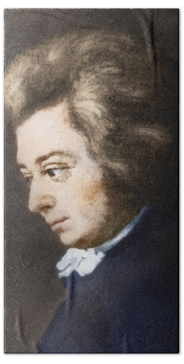 Fine Arts Beach Towel featuring the painting Wolfgang Amadeus Mozart by Science Source