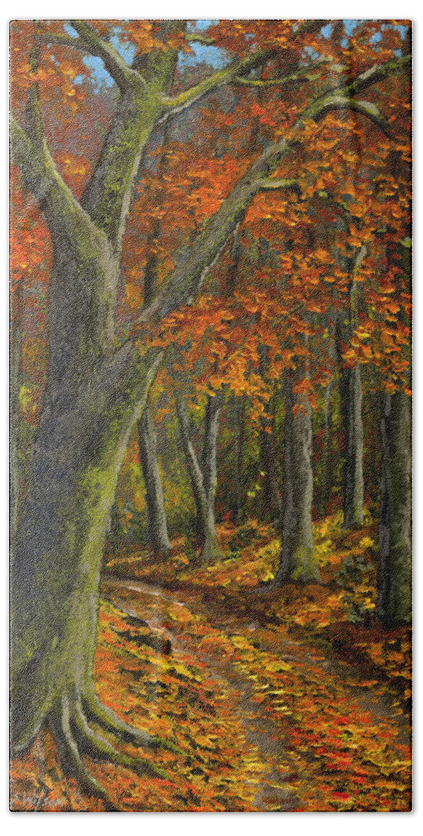 Wooded Road Beach Sheet featuring the painting Wooded Road by Frank Wilson