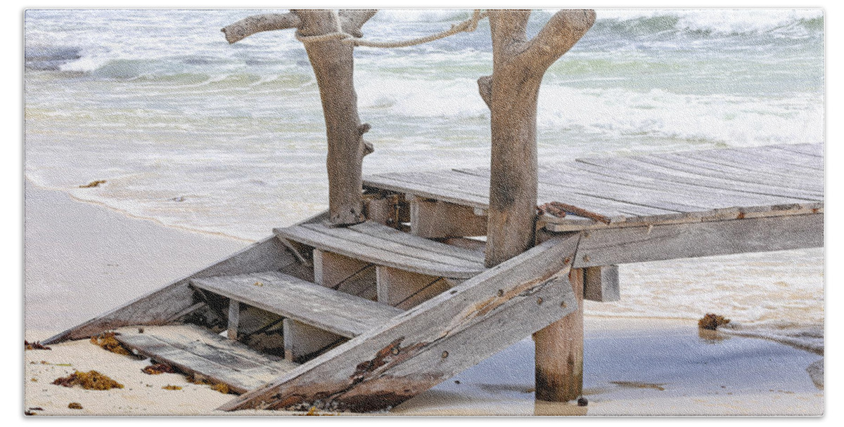Beach Beach Towel featuring the photograph Wooden Steps by Paul Fell