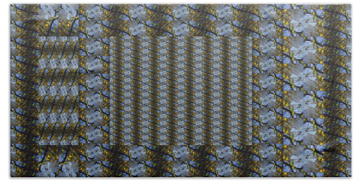Textile Beach Towel featuring the photograph Woven Blue and Gold Mosaic by Jodie Marie Anne Richardson Traugott     aka jm-ART