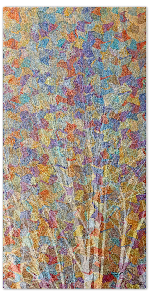 Abstract Beach Towel featuring the mixed media Woven Branches Long by Ruth Palmer