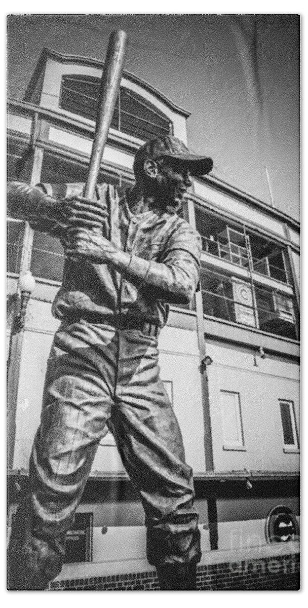 Wrigley Field Ernie Banks Statue in Black and White Beach Towel by Paul  Velgos - Paul Velgos - Artist Website