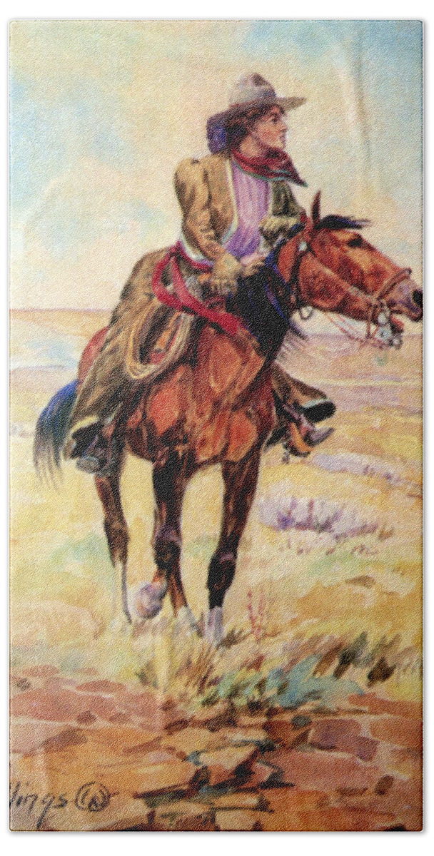 Occupation Beach Towel featuring the painting Wyoming Cowgirl, 1907 by Science Source