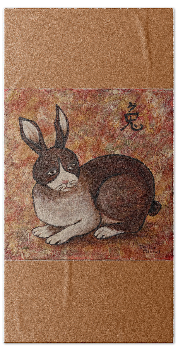 Animal Beach Sheet featuring the painting Year Of The Rabbit by Darice Machel McGuire