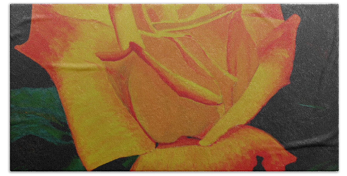 Yellow Rose Beach Sheet featuring the painting Yellow Rose by Stan Hamilton