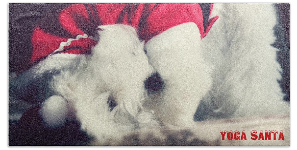 Dog Beach Sheet featuring the photograph Yoga Santa by Melanie Lankford Photography