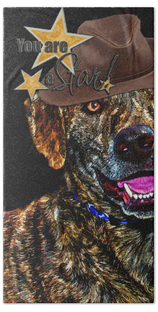 Dog Beach Sheet featuring the digital art You Are A Star by Kathy Tarochione