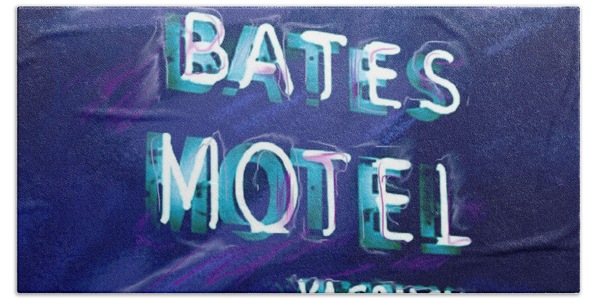 Bates Motel Beach Towel featuring the mixed media You Check in But You Don't Check out by Russell Pierce