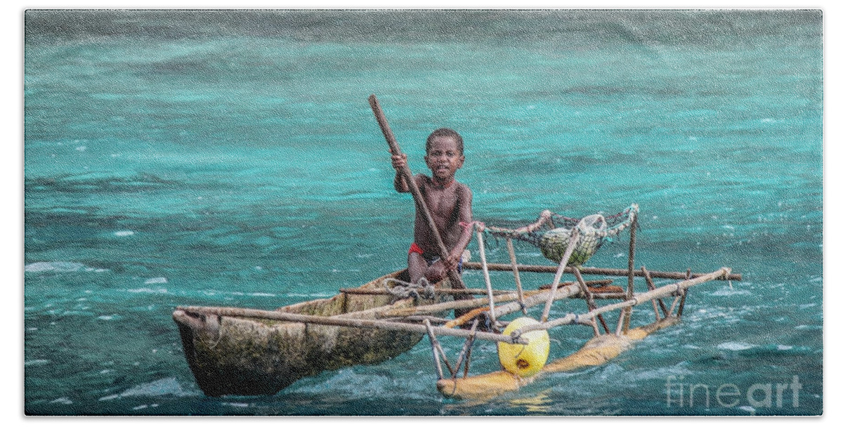 Child Beach Towel featuring the photograph Young Seaman by Jola Martysz