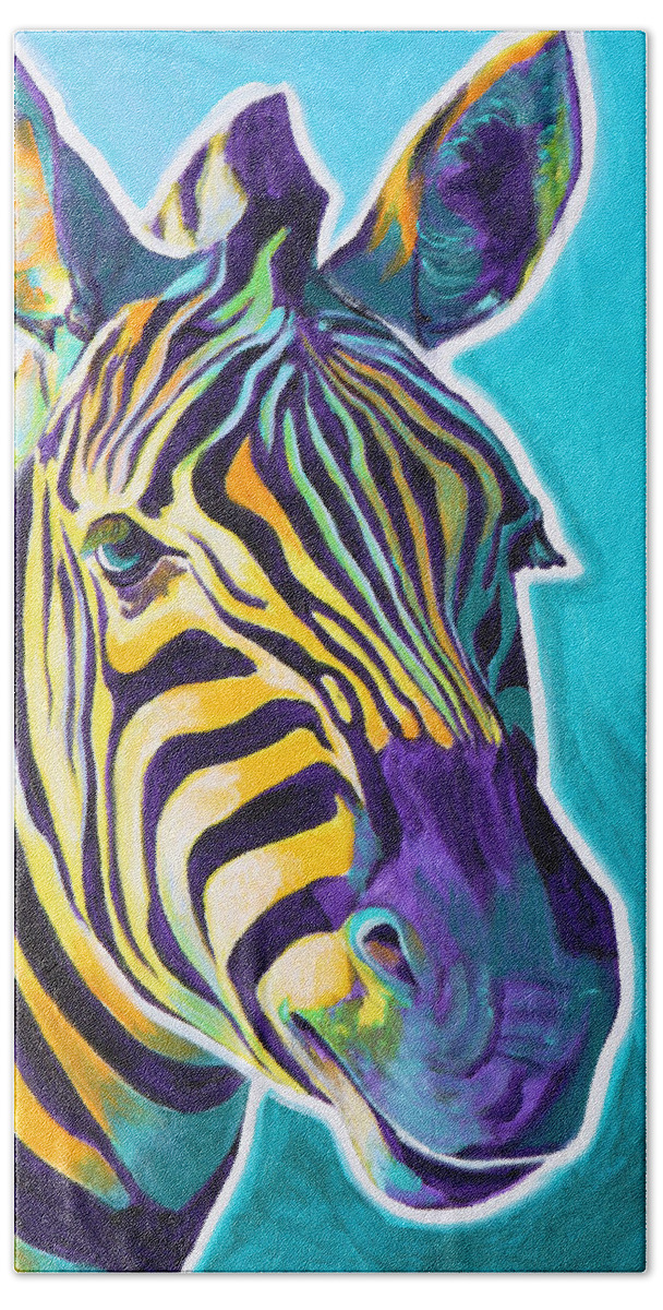 Zebra Beach Towel featuring the painting Zebra - Sunrise by Dawg Painter