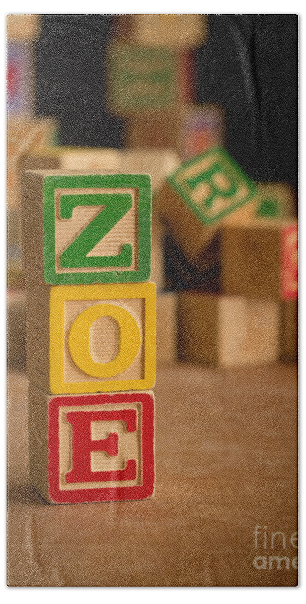 Alphabet Beach Towel featuring the photograph ZOE - Alphabet Blocks by Edward Fielding