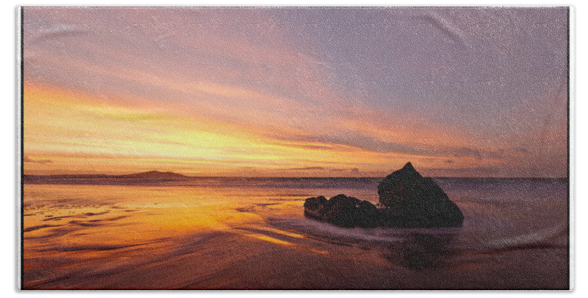 Seascape Beach Sheet featuring the photograph Atomic Sunset by B Cash