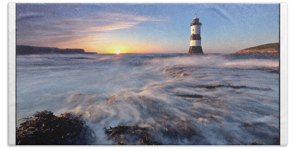 Seascape Beach Towel featuring the photograph Penmon Point Lighthouse by B Cash