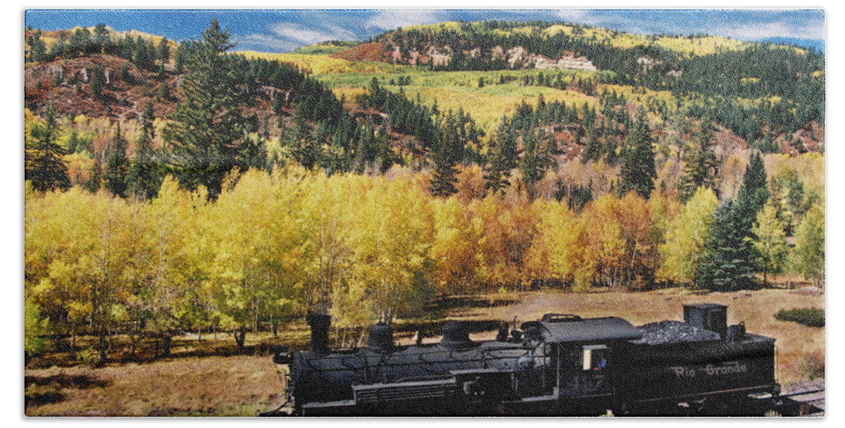 Chama Beach Sheet featuring the photograph Train At Chama by Ron Weathers