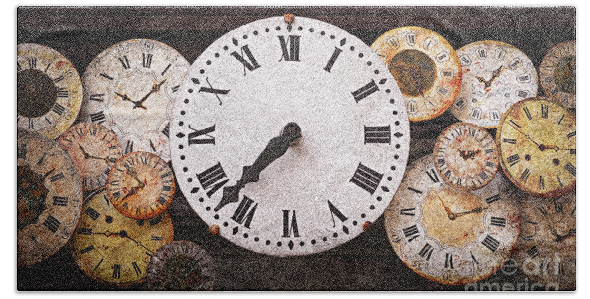 Clock Beach Towel featuring the photograph Antique clocks #1 by Elena Elisseeva
