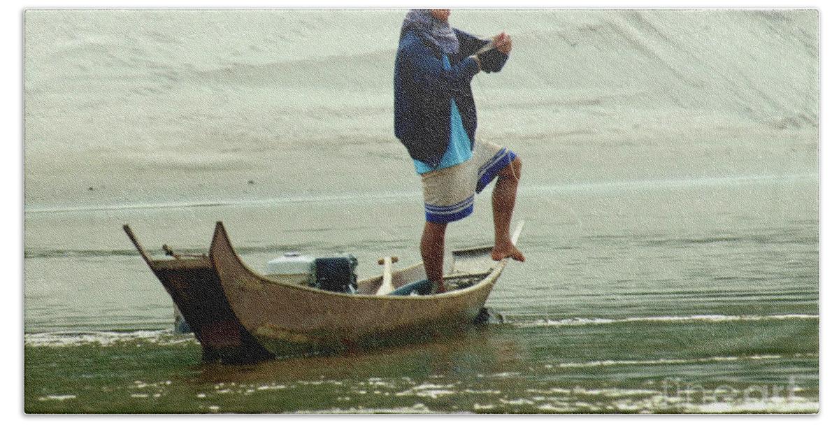 Mekong Beach Towel featuring the photograph Balancing Act #1 by Bob Christopher