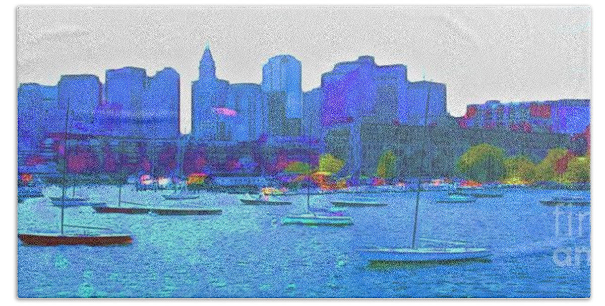 Boston Beach Towel featuring the photograph Boston Harbor #1 by Julie Lueders 
