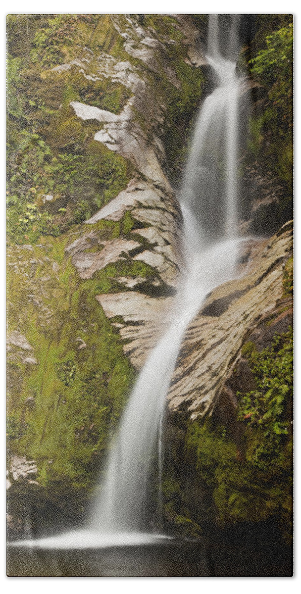 00439764 Beach Towel featuring the photograph Dorothy Falls Near Lake Kaniere New #1 by Colin Monteath