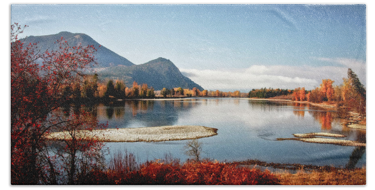 Autumn Color Beach Towel featuring the photograph End of the Clark Fork #1 by Albert Seger