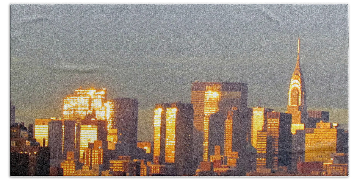 Nyc Beach Towel featuring the photograph Glowing City #1 by East Coast Angel