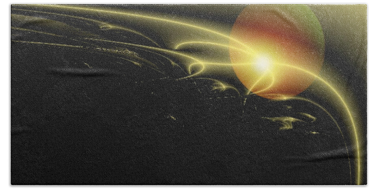Sun Beach Sheet featuring the digital art A Star was Born, from Serie Mystica by Eva-Maria Di Bella