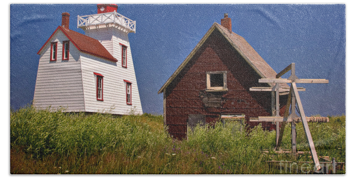 North Rustico Beach Towel featuring the photograph North Rustico Lighthouse by Louise Heusinkveld
