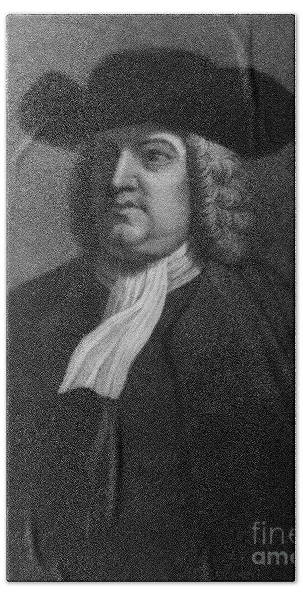 History Beach Towel featuring the photograph William Penn, Founder Of Pennsylvania #1 by Photo Researchers