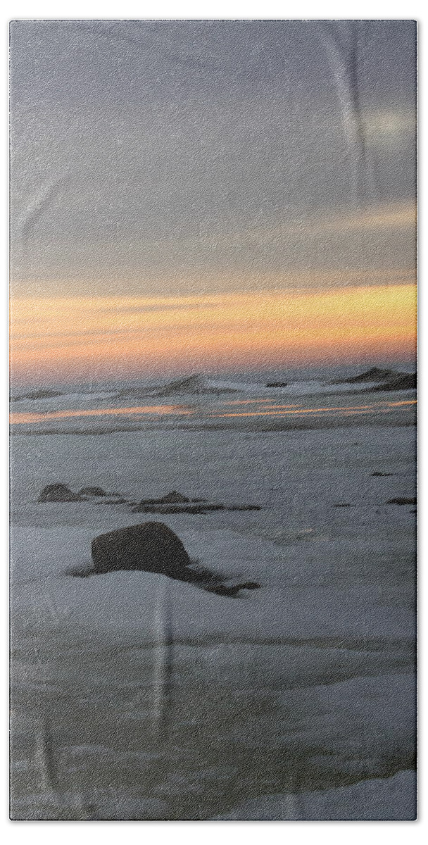 Green Bay Beach Towel featuring the photograph Winter Evening Lights #1 by Carrie Godwin