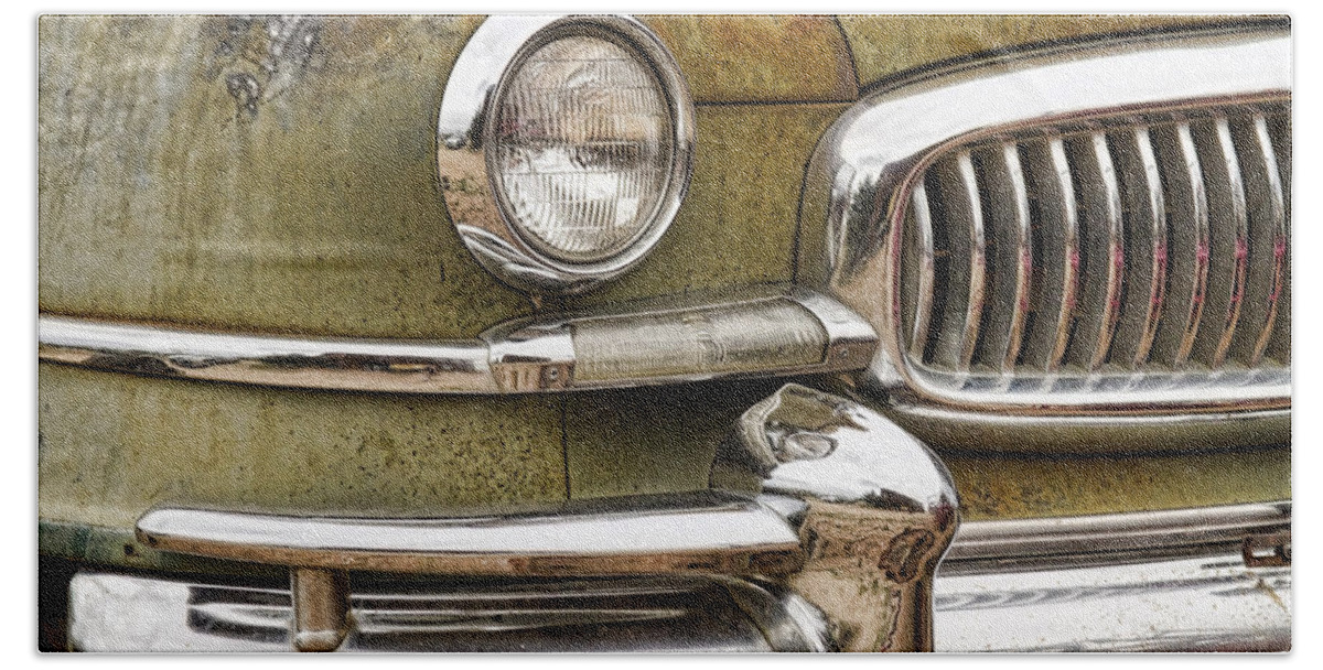 1951 Beach Towel featuring the photograph 1951 Nash Ambassador Front End Closeup by James BO Insogna