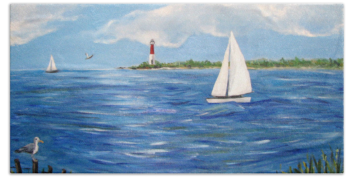 Lighthouse Beach Towel featuring the painting Bayville 3 #2 by Clara Sue Beym
