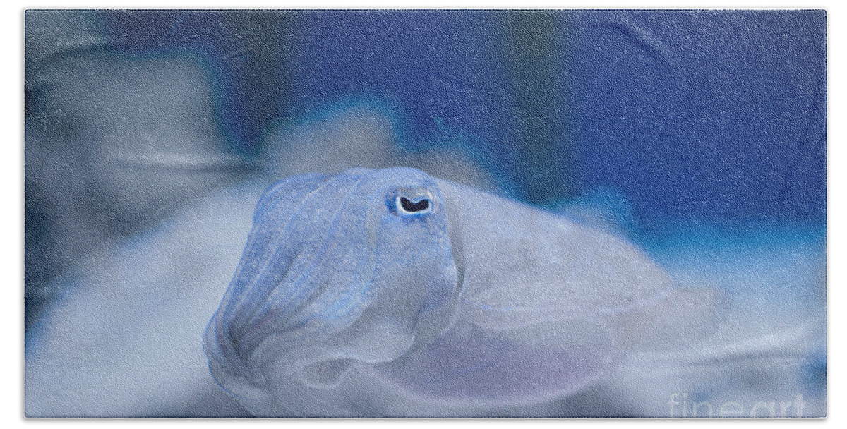 Aquarium Beach Towel featuring the digital art Cuttlefish #2 by Carol Ailles