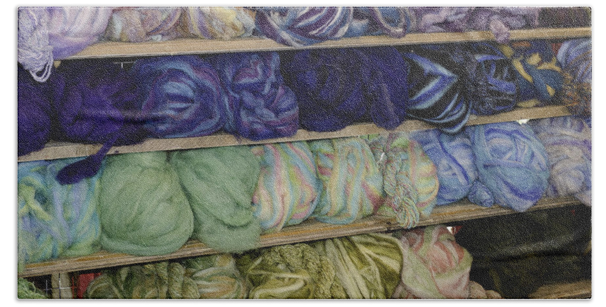 Dyed Beach Towel featuring the photograph Dyed Balls of wool #2 by LeeAnn McLaneGoetz McLaneGoetzStudioLLCcom