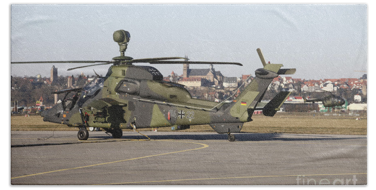 Germany Beach Towel featuring the photograph German Tiger Eurocopter At Fritzlar #2 by Timm Ziegenthaler