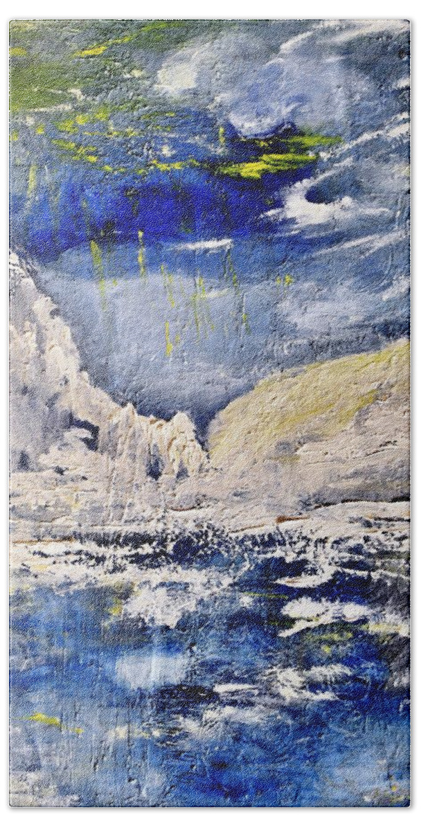 Landscape Beach Towel featuring the painting Serenity #2 by Evelina Popilian