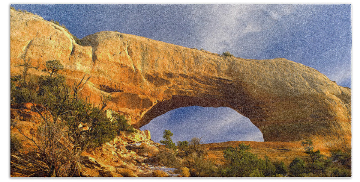 00175492 Beach Towel featuring the photograph Wilson Arch With A Span Of 91 Feet #2 by Tim Fitzharris
