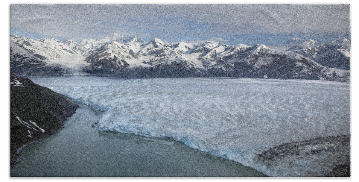 00477973 Beach Towel featuring the photograph Hubbard Glacier Encroaching On Gilbert Point #2 by Matthias Breiter