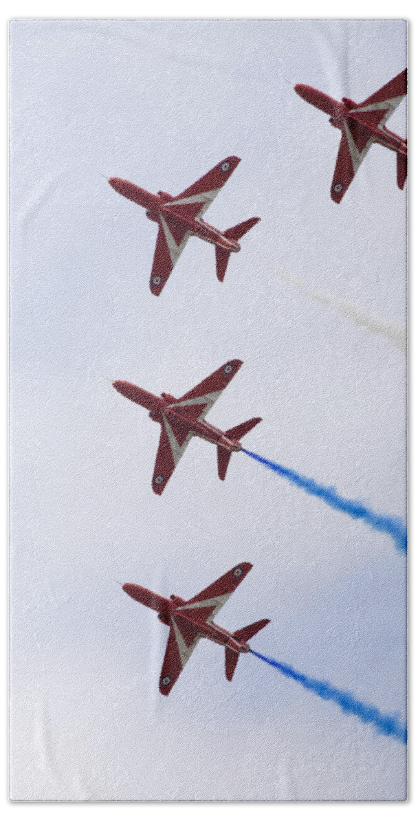 Red Beach Towel featuring the photograph The Red Arrows #5 by Ian Middleton