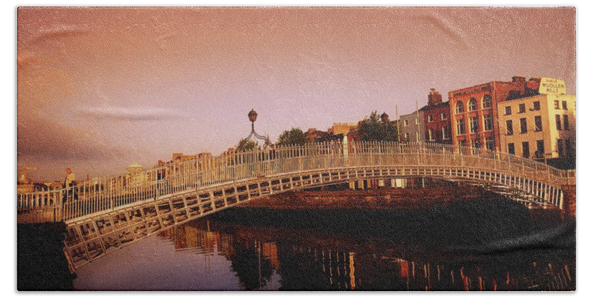 Outdoors Beach Towel featuring the photograph Hapenny Bridge, River Liffey, Dublin #7 by The Irish Image Collection 