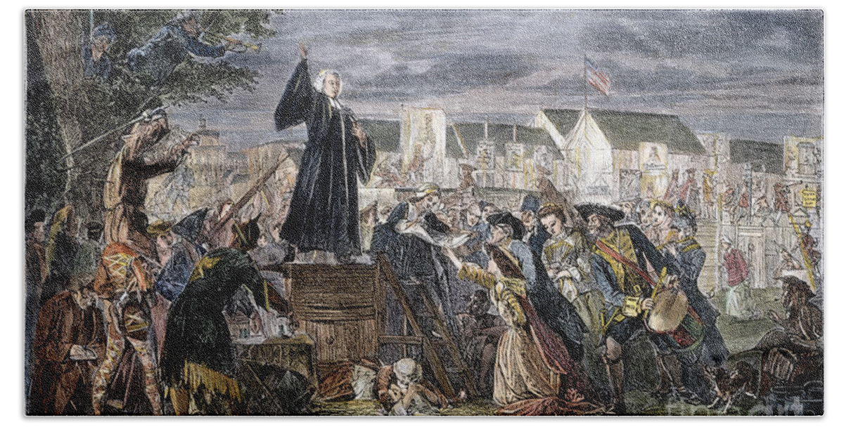 1742 Beach Towel featuring the drawing George Whitefield #10 by Granger