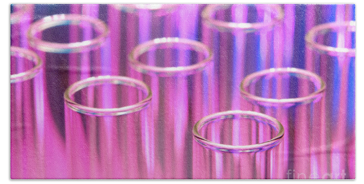 Test Beach Towel featuring the photograph Laboratory Test Tubes in Science Research Lab #9 by Science Research Lab