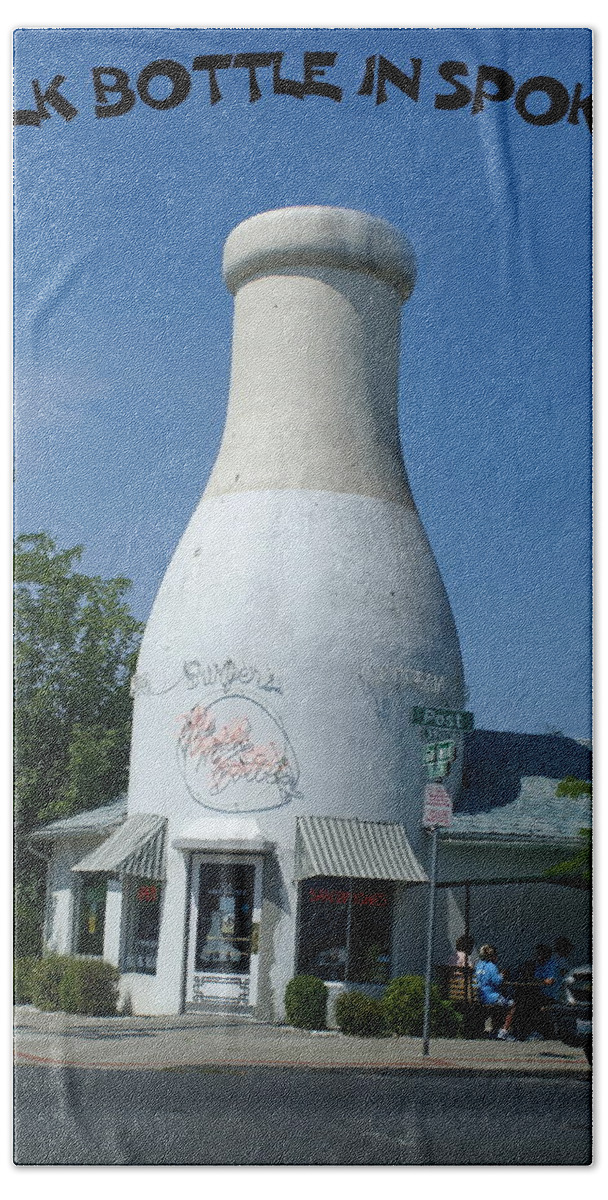Spokane Beach Towel featuring the photograph A Giant Milk Bottle in Spokane by Ben Upham III