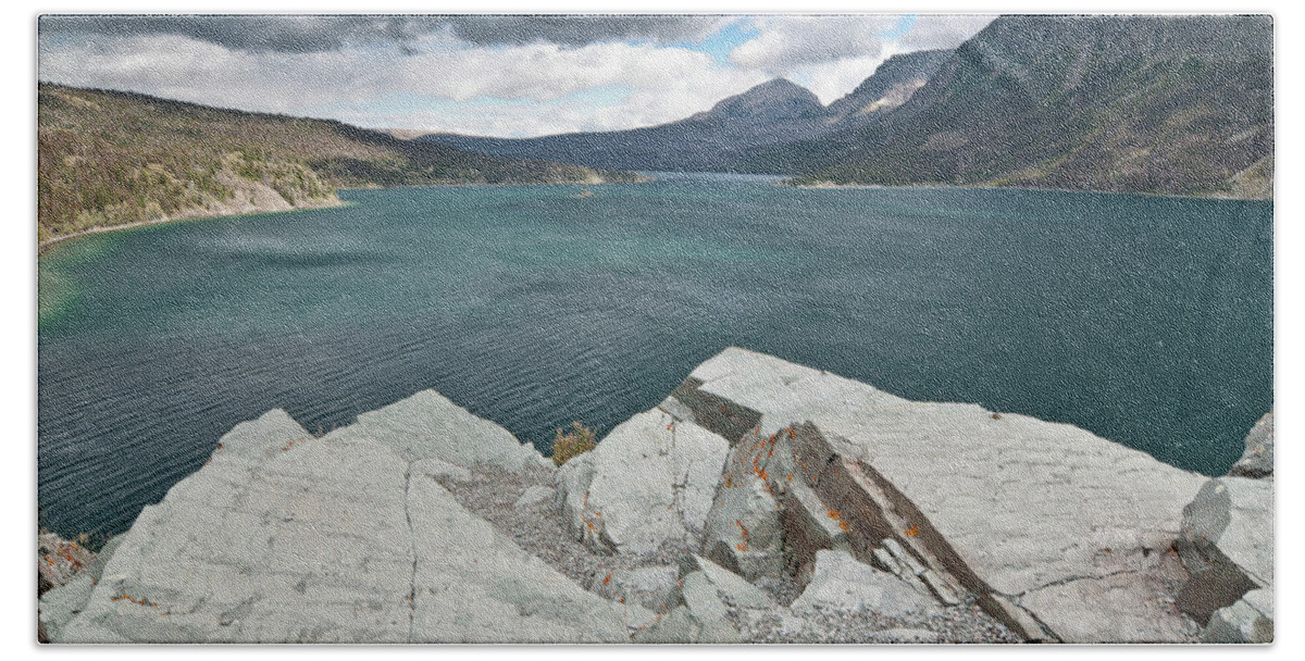 St. Mary Lake Beach Towel featuring the photograph Afternoon at St. Mary Lake by Greg Nyquist