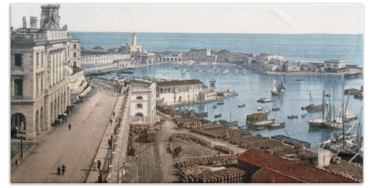 Algiers Beach Towel featuring the photograph Algiers - Algeria - Harbor and Admiralty by International Images