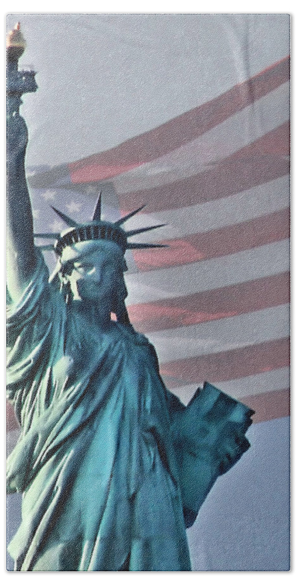 Statue Of Liberty Beach Towel featuring the photograph American Pride by Kristin Elmquist