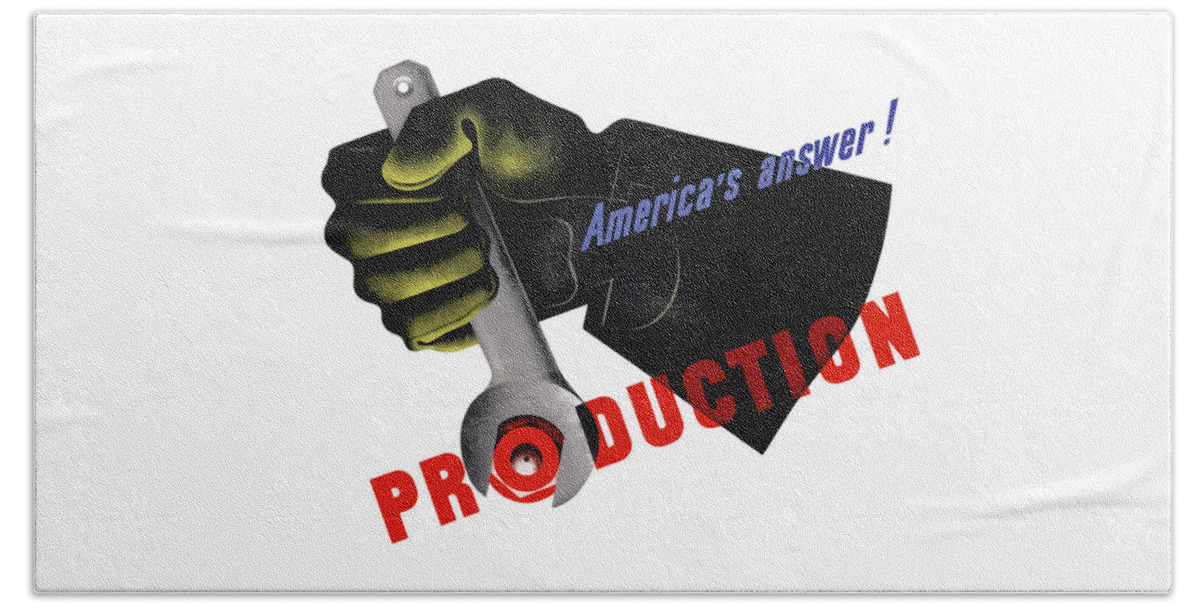 American Worker Beach Towel featuring the painting America's Answer -- Production by War Is Hell Store