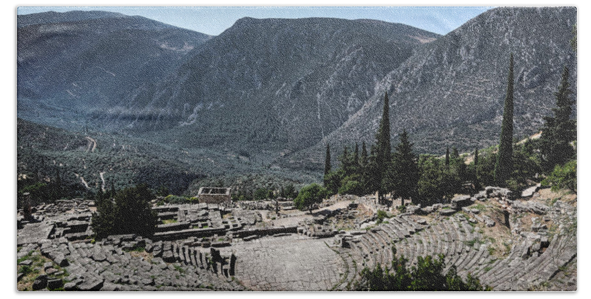 Ancient Beach Towel featuring the photograph Ancient Theatre - Delphi by Constantinos Iliopoulos