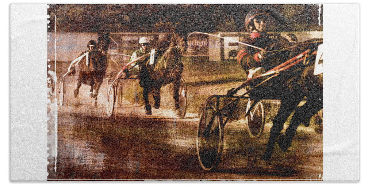 Horse Beach Sheet featuring the photograph and the winner is - A vintage processed Menorca trotting race by Pedro Cardona Llambias