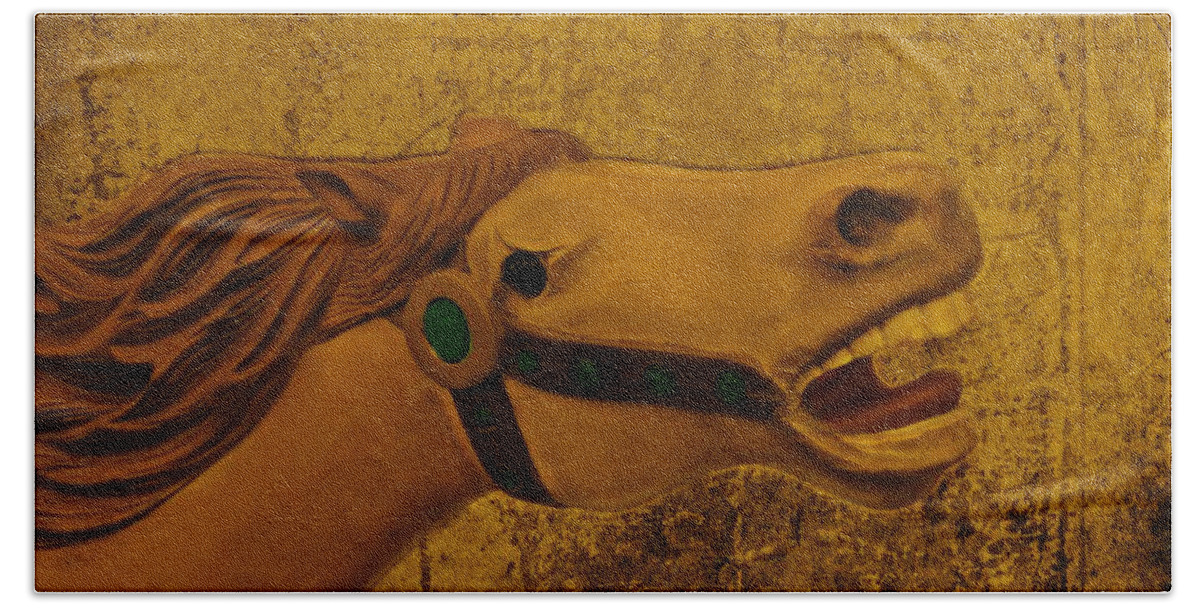 Carousel Beach Towel featuring the photograph Antique Carousel Appaloosa Horse by David Dehner