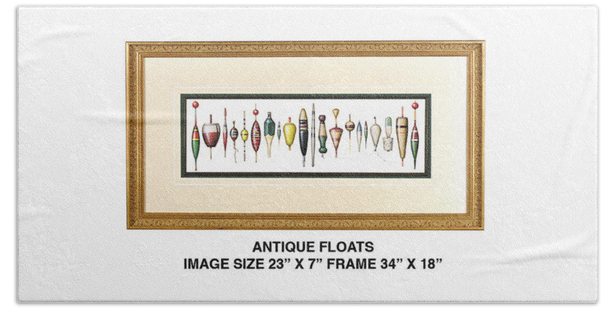Jon Q Wright Beach Sheet featuring the painting Antique Floats by JQ Licensing